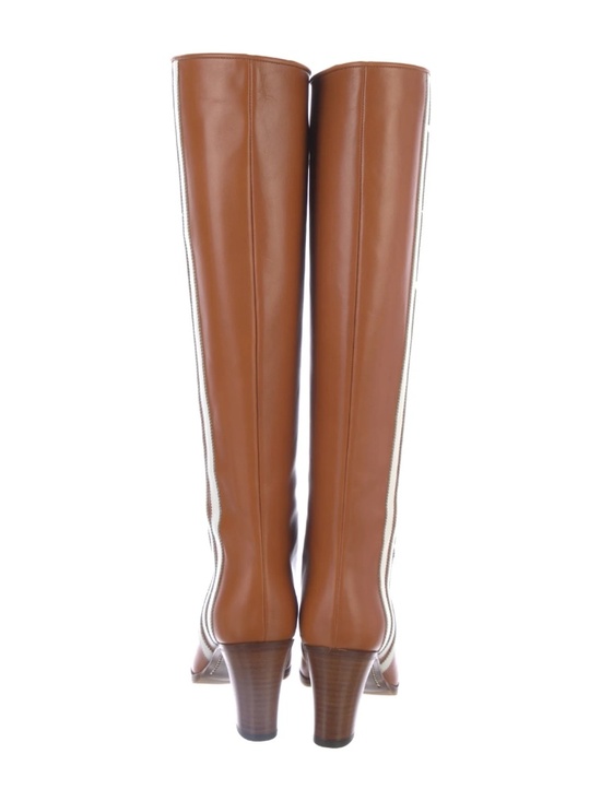 GUCCI x Adidas Brown Leather 73Mm Knee High Stripe Boots Size 8.5(US) NIB 715584 - Picture 4 of 10